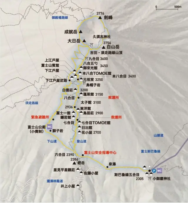 吉田路線登山地圖