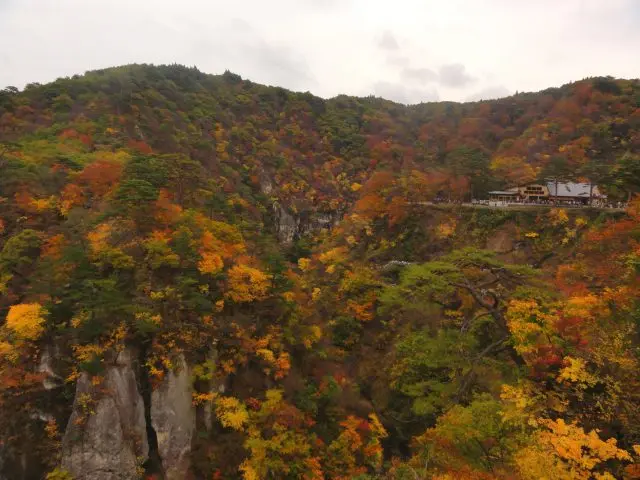 大深澤橋與紅葉組成的優美畫面