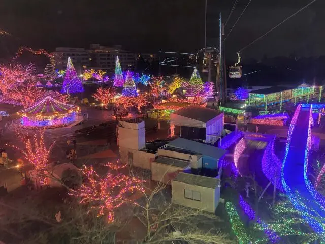 The glowing park view from the gondola is absolutely breathtaking (photo shows a past Jewellumination event).