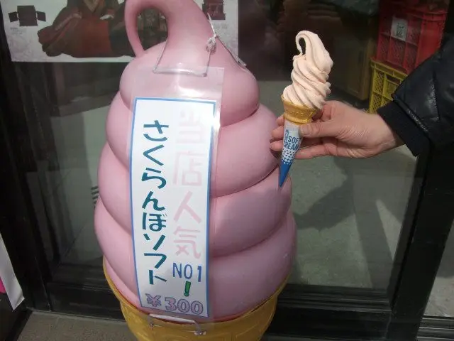 品嘗當地名產的櫻桃冰淇淋