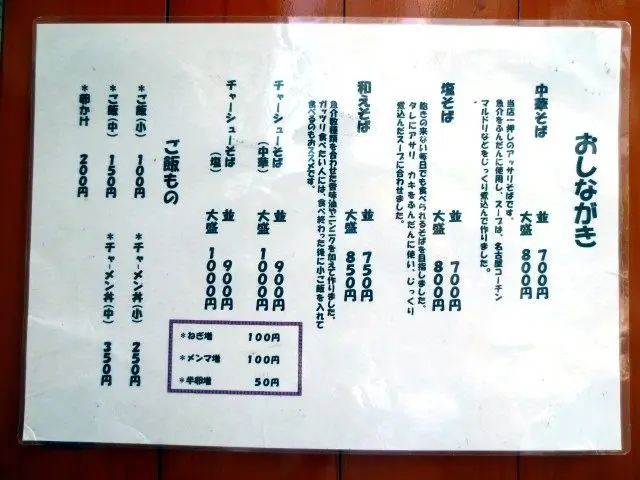 Menya Hanabusa’s menu