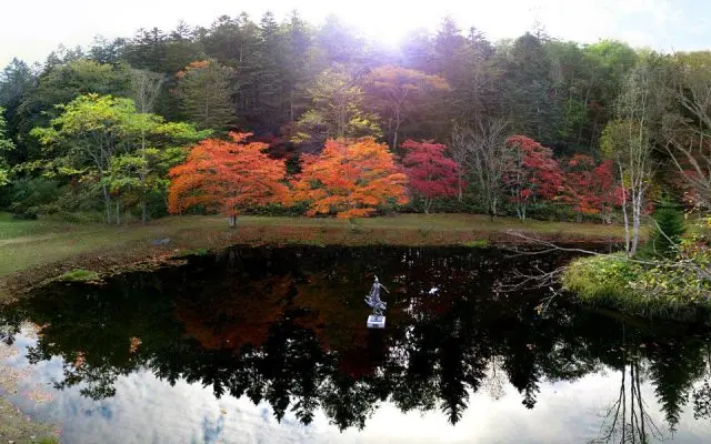 A pond in Fukuhara Mountain Villa