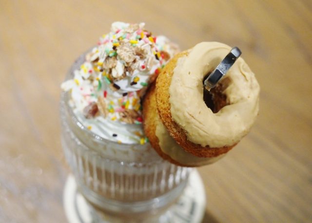 The Caramel Donut Latte seen from above
