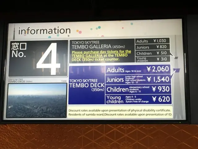入場券價格一目了然