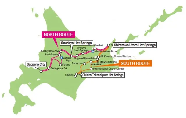 「東北海道周遊觀光巴士」運行路線