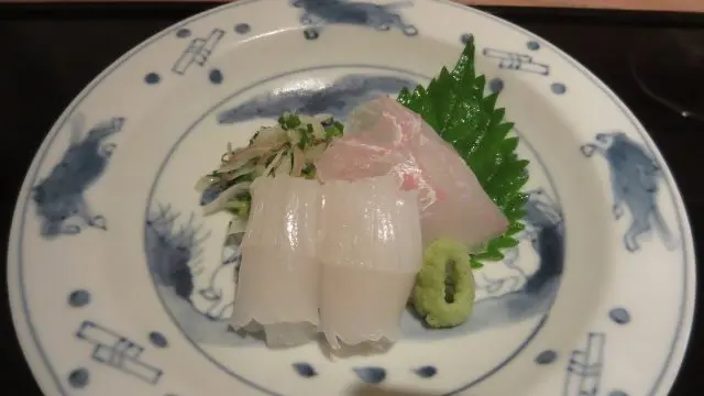 Squid and flounder sashimi.
