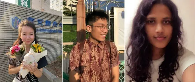 (from left) Angel Novelia Chandra, Geryenko Hawsen (Indonesia) and Sandali Nethmini (Sri Lanka)