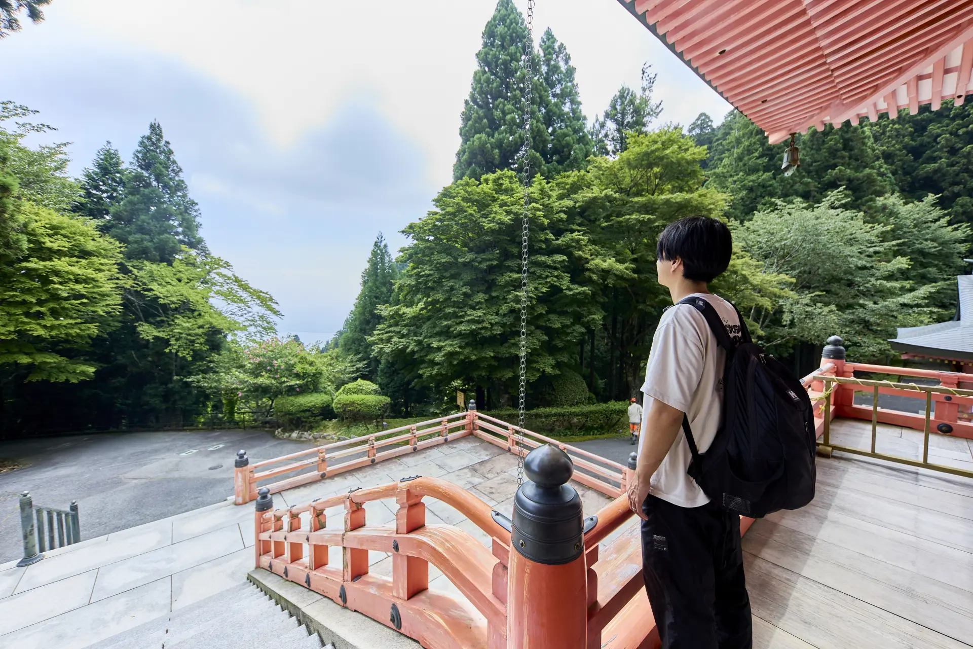 從東塔可遠眺森林彼端的琵琶湖