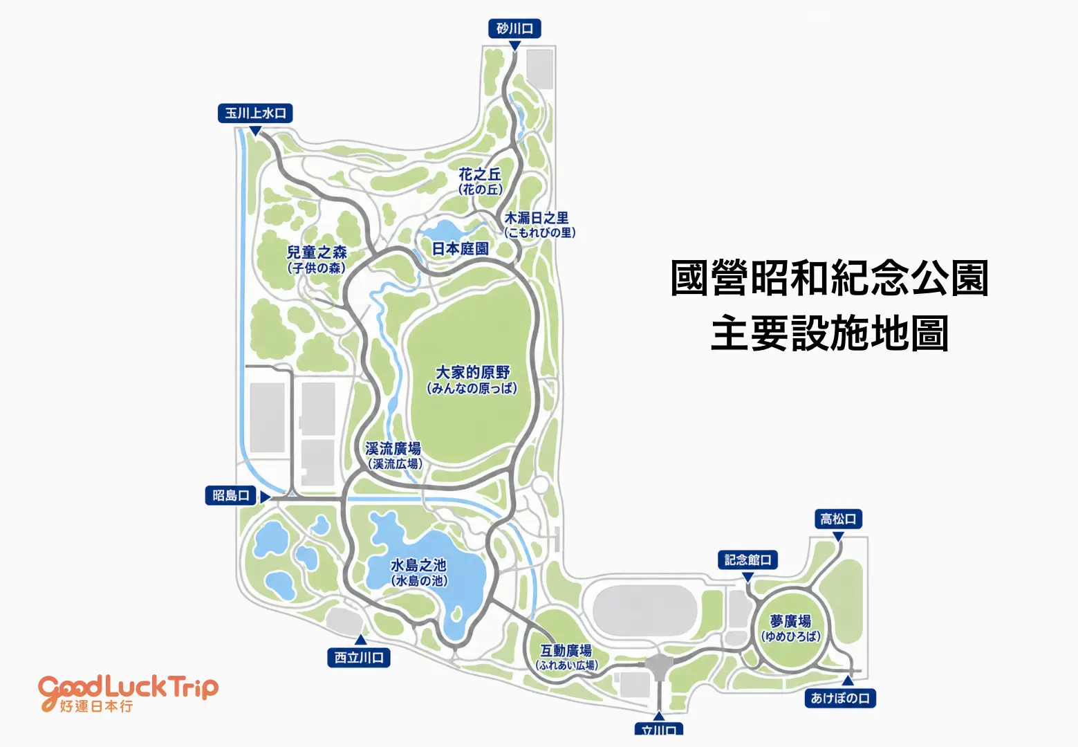 國營昭和紀念公園主要設施地圖