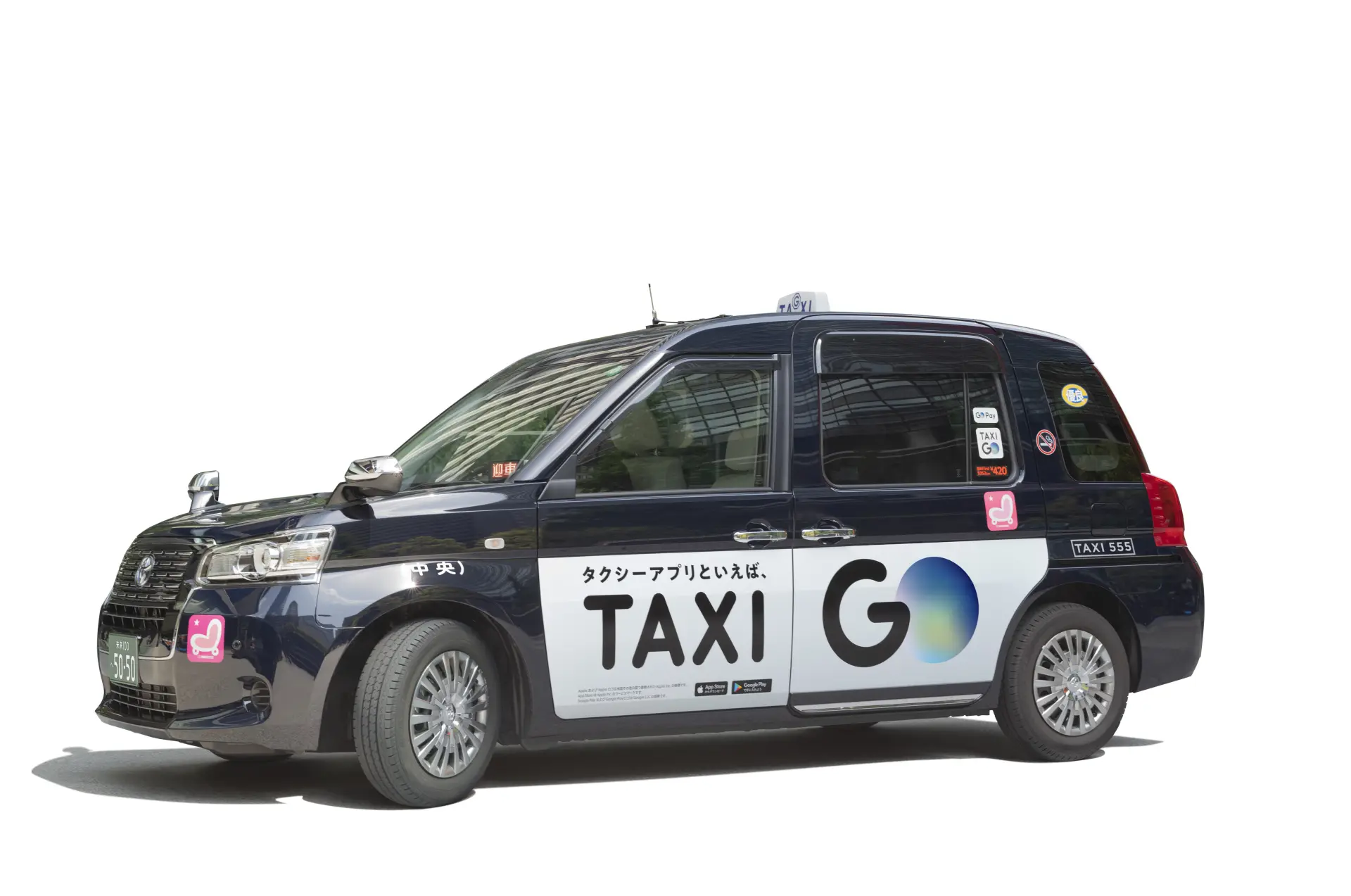 部分計程車有貼上計程車App「GO」的車身廣告