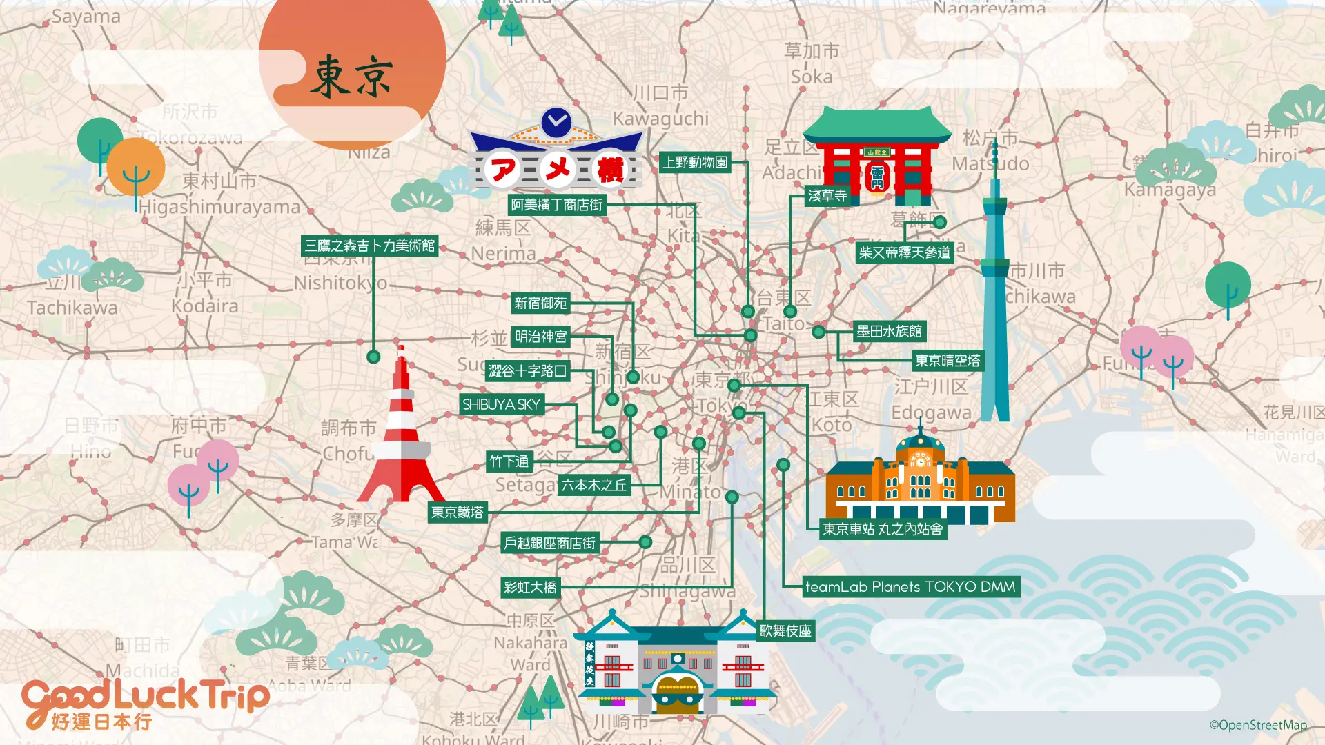 東京必去景點地圖