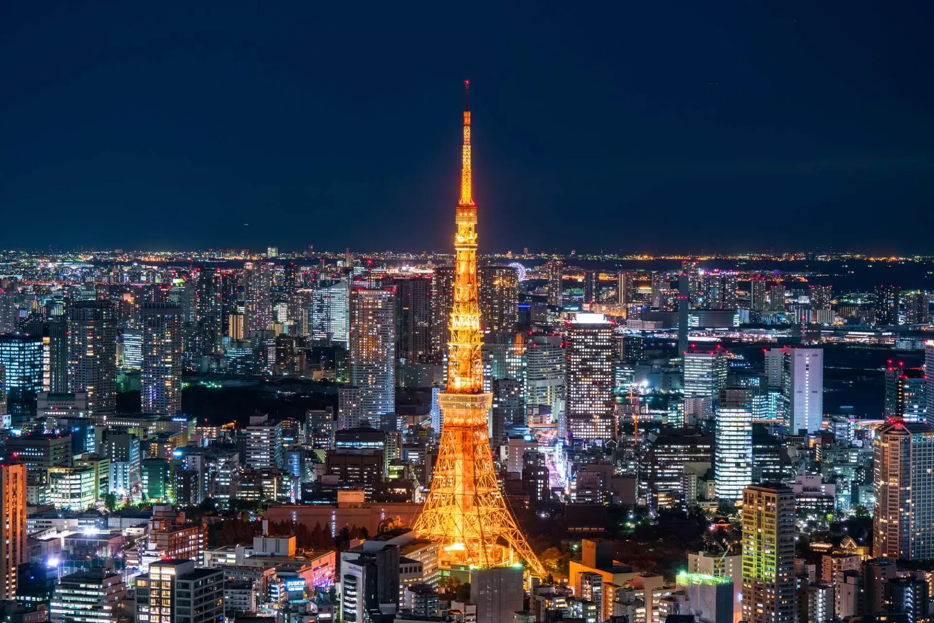 ライトアップされた夜の東京タワーは幻想的