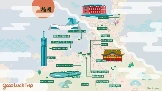 Fukuoka Tourist Map (Selected Spots)