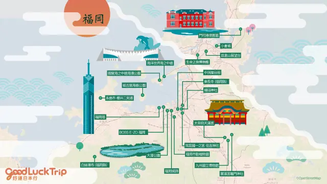 福岡必去景點地圖