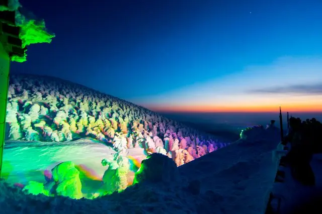 In Yamagata Zao, the juhyo is illuminated during a specific period.