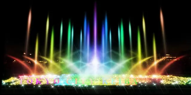 噴水とレーザーの共演「虹色に輝く光の大噴水」