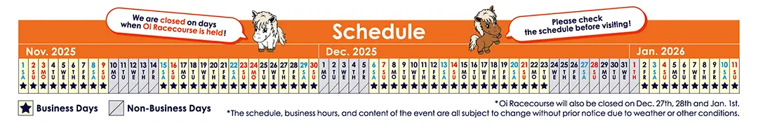 2025-2026 Season Operating Calendar