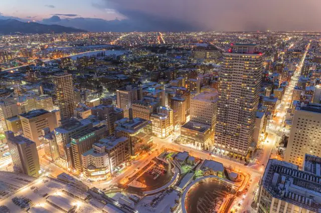 Sapporo cityscape at night