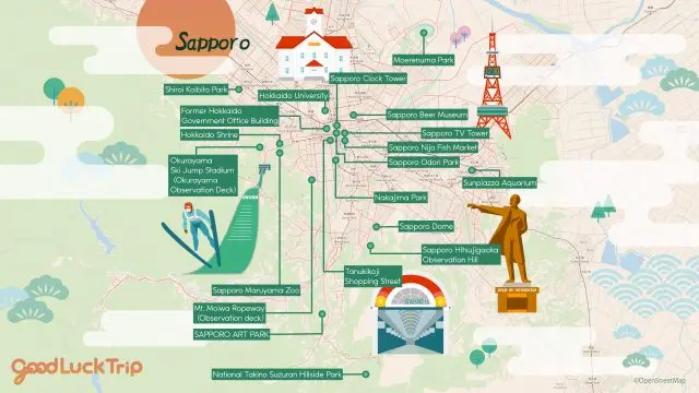 Sapporo attractions map