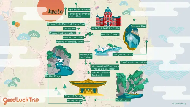 Iwate Prefecture highlights map