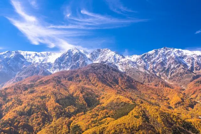 立山黑部阿尔卑斯山脉路线之秋的独特风景「三段红叶」