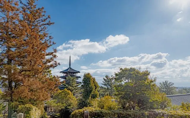 代表飛鳥時代的法隆寺五重塔