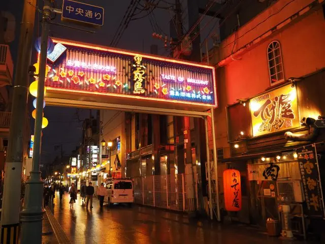 Neon signs light up the night in "Nishitachi"
