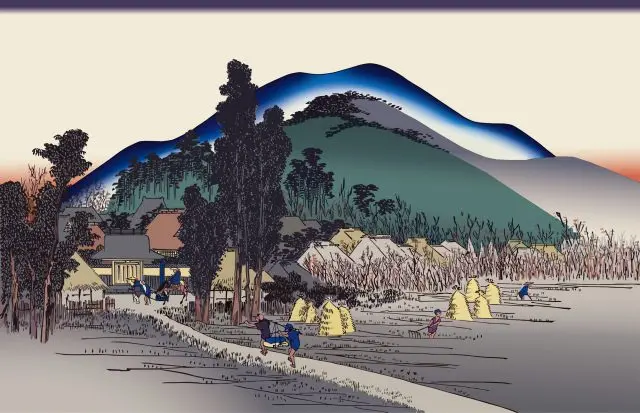 Ukiyo-e "Tokaido Gojusan-tsugi" painted by Utagawa Hiroshige is world famous