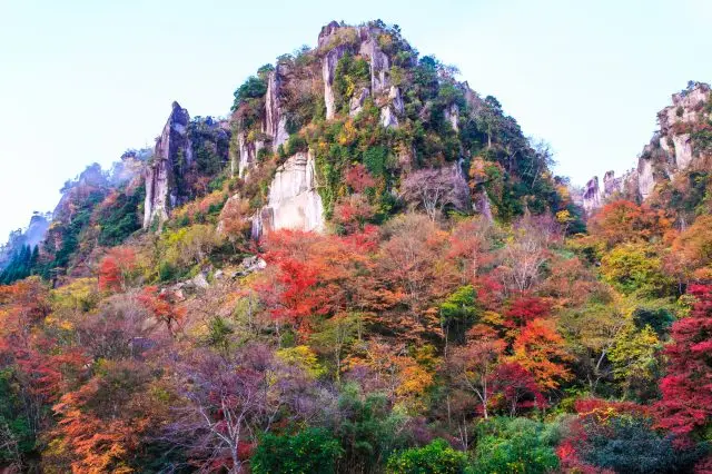 Don't miss the "Eight Scenic Views" of autumn leaves when visiting Yabakei.