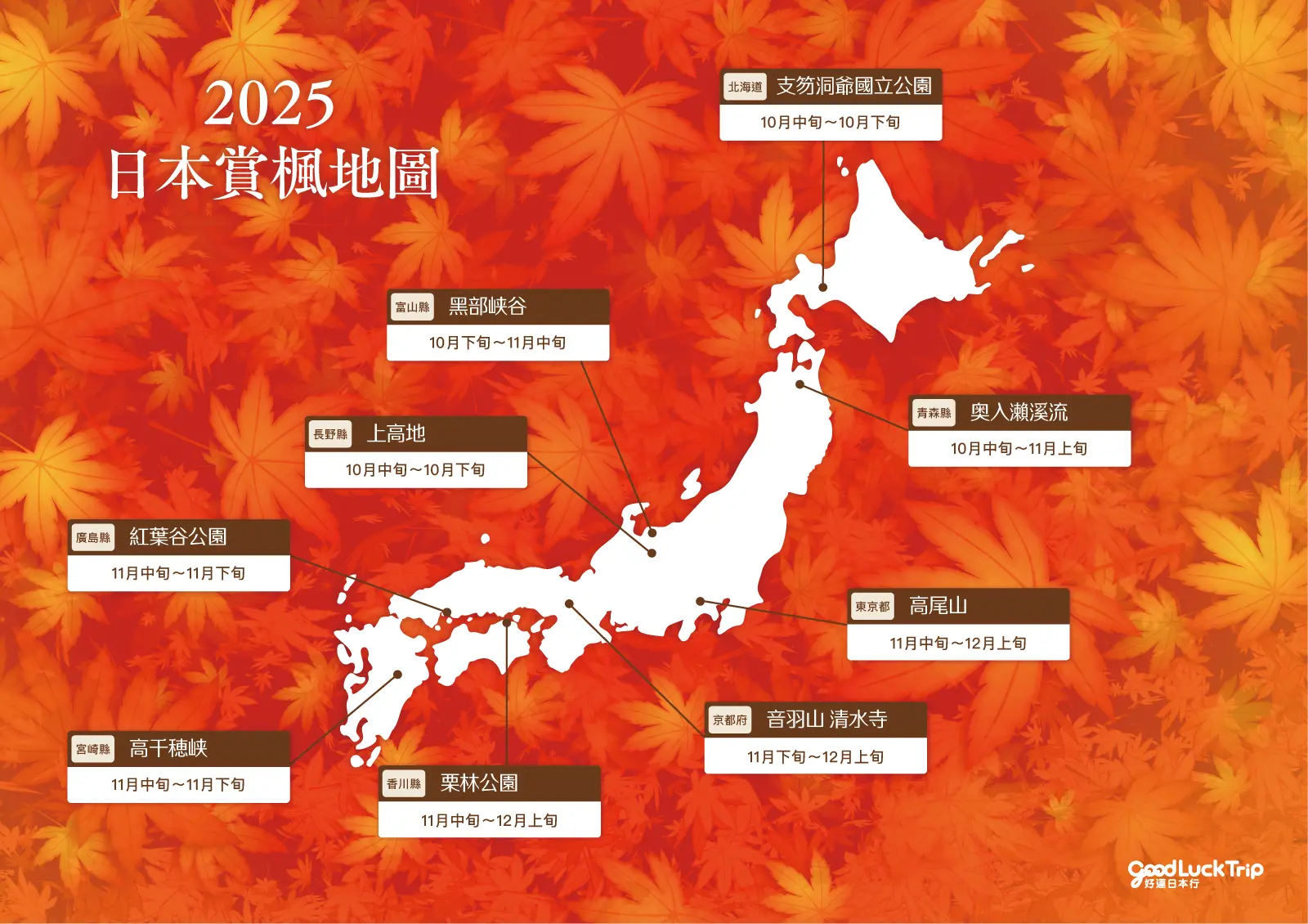 日本紅葉地圖