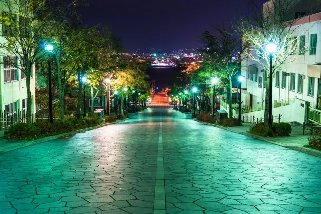 昼はもちろん、夜も美しい「八幡坂」