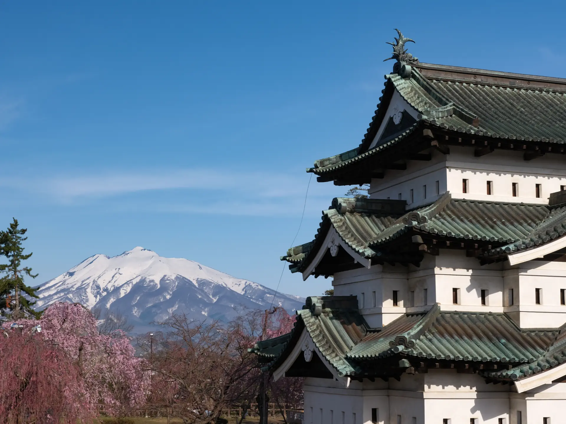 春天的津輕富士--岩木山與弘前城天守