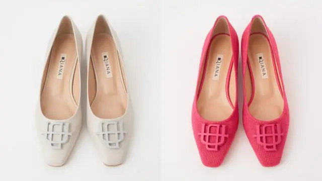 Flat pumps with a motif shaped like the letters "DIANA".