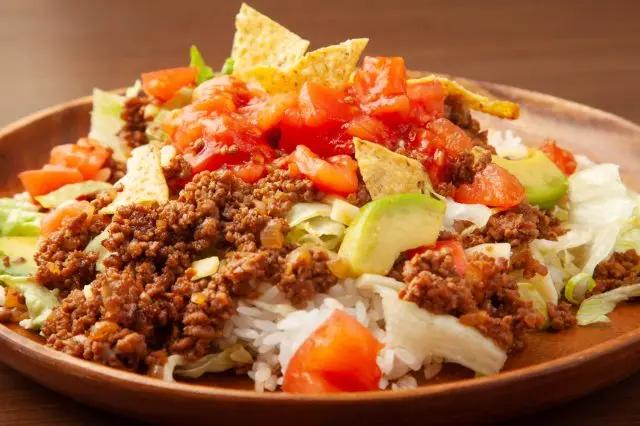 The taste of veggie-rich Taco Rice, just perfect for hot Okinawa days.