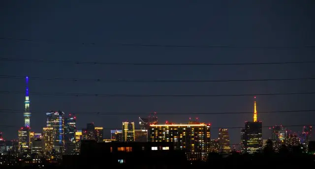 新旧地标遥相呼应的东京夜景