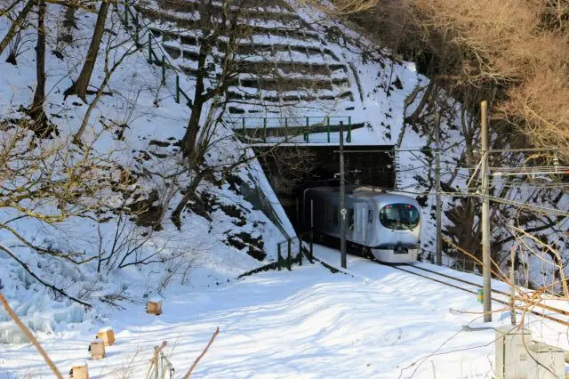The snow-covered scenery visible from the train windows is a sight to behold.