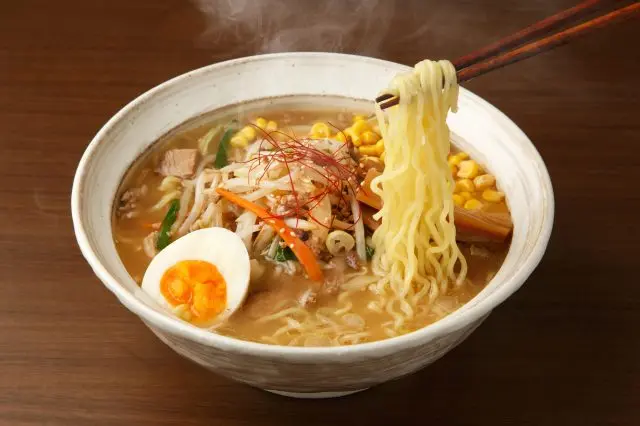 Rich miso flavor meet heaps of veggies atop a bowl of Sapporo ramen.