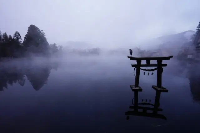 笼罩于朝雾的湖面鸟居，堪称绝景中的绝景！