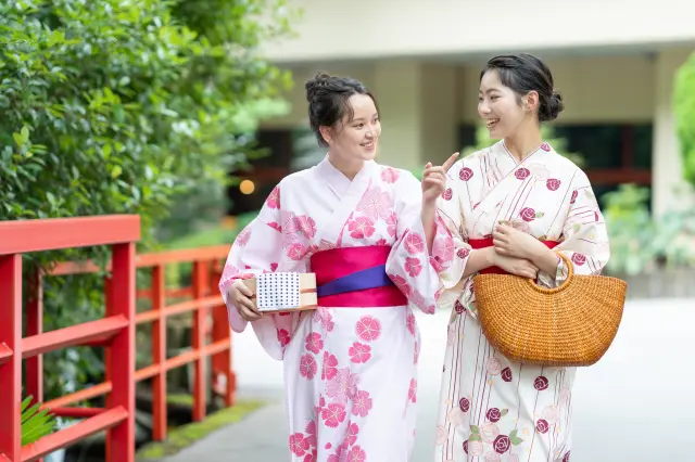 Hot spring hopping in a yukata adds to the traditional Japanese feel