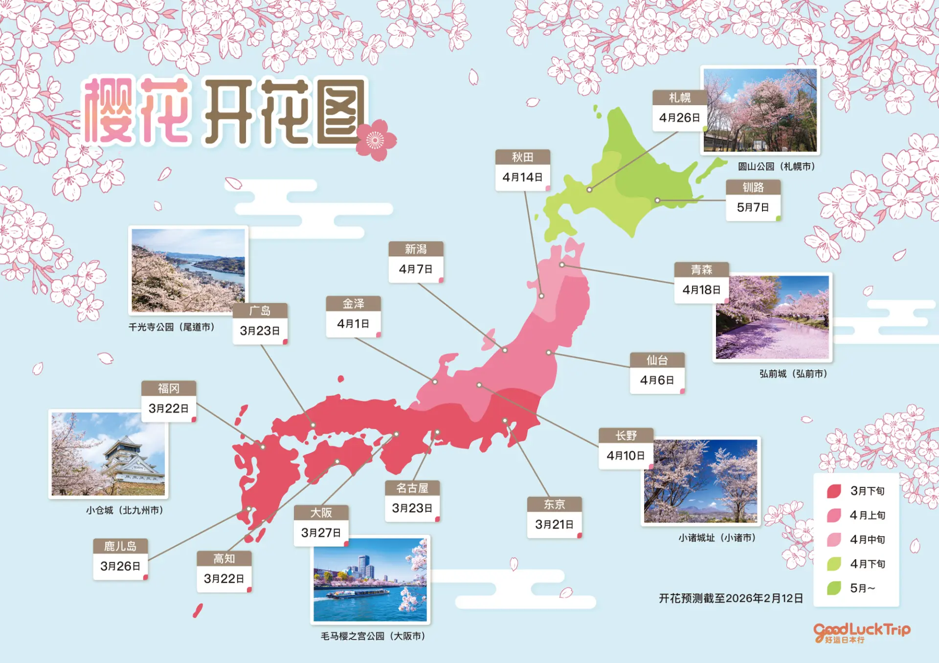 2026年樱花开花地图