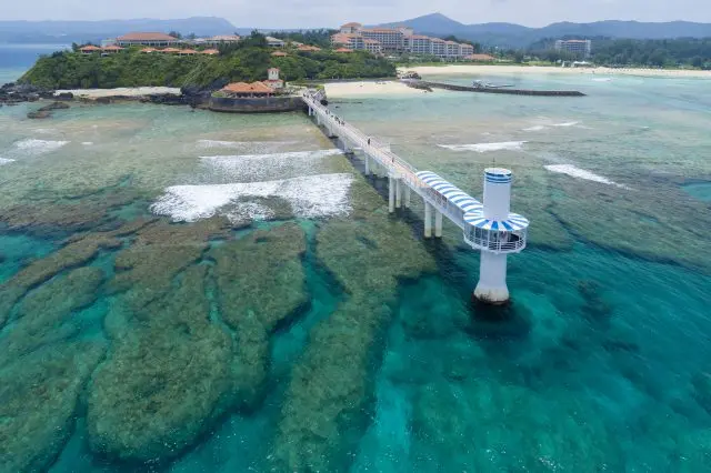 在海中展望塔和玻璃船中暢遊海底世界