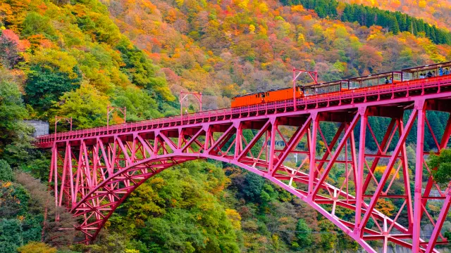黒部渓谷を走るトロッコ列車