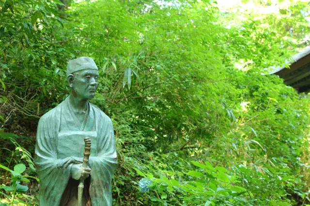 The statue of poet Matsuo Basho, who changed perceptions of sabi.