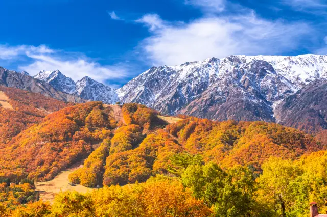 飛騨山脈の紅葉と大雪山の絶景