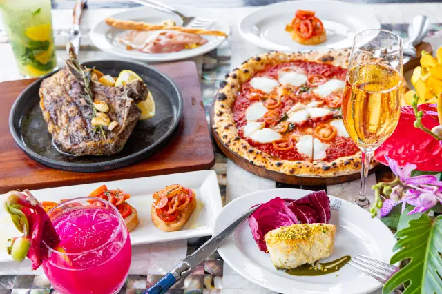 可在瀨長島絕美海景中享用沖繩新鮮食材製成的正統義式料理