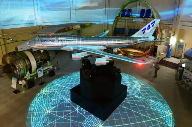 搭配光彫投影的波音747大型模型