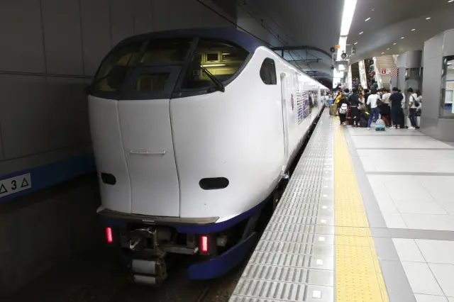 関西空港駅ホームに停車する特急はるか