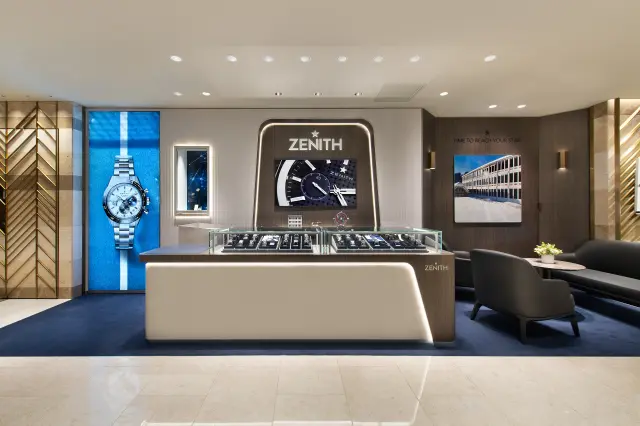 A space inspired by the starry sky, symbolizing the Maison, at ZENITH SHOP ISETAN SHINJUKU