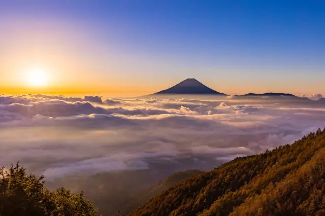 甲府盆地的雲海與富士山