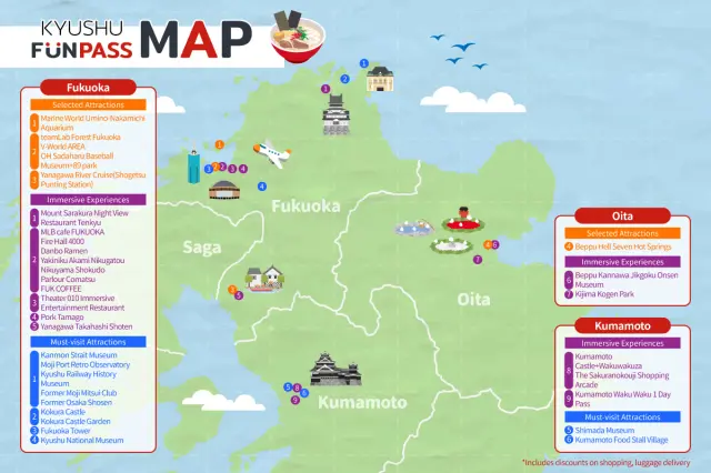 Kyushu FunPASS map of participating facilities